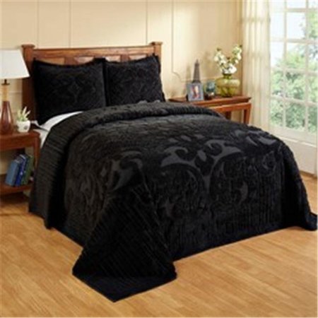 BETTER TRENDS Better Trends BSASDOBLK Ashton Cotton Bedspread; Black - Full & Double Size BSASDOBLK